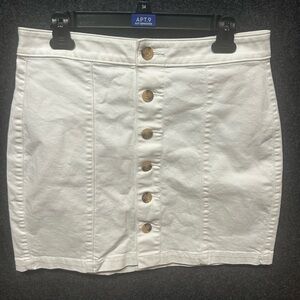 Loft White Denim Button-Front Mini Skirt 8
